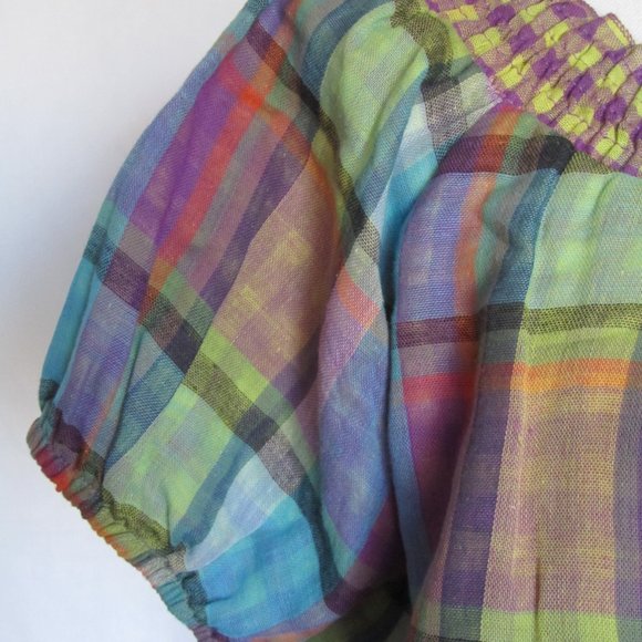 New Voice Woman’s Girl’s Fashion Multicolored Plaid Print Short Sleeves Top L - Picture 5 of 11